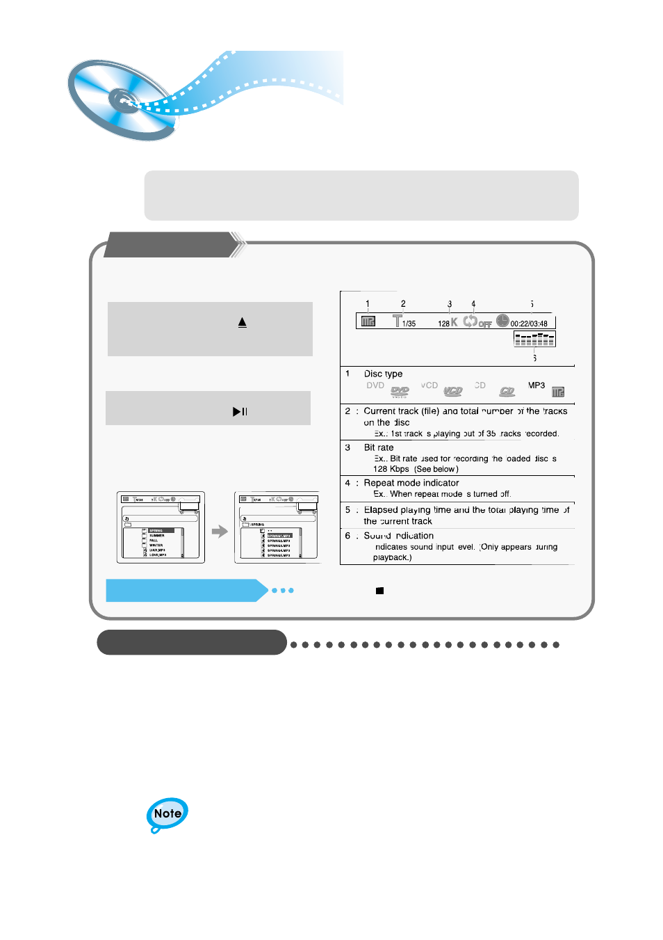 Mp3-cd playback, Starting playback, Cd-r mp3 disc | Samsung HT-SK6 User Manual | Page 23 / 52