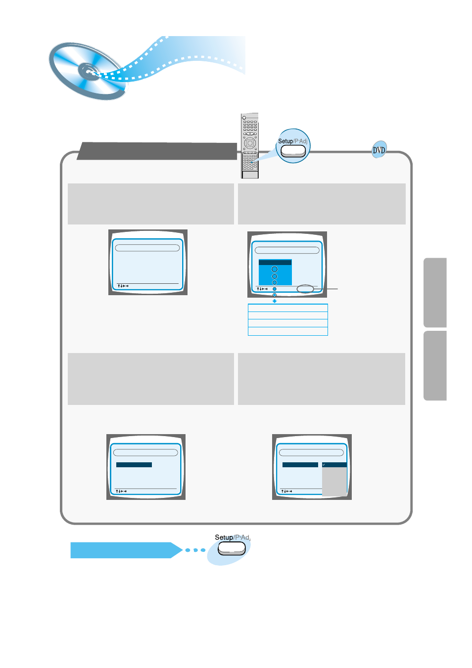 Chapter 4. setup, Setting up the language features, Opera tion setup | Samsung HT-SK6 User Manual | Page 34 / 52