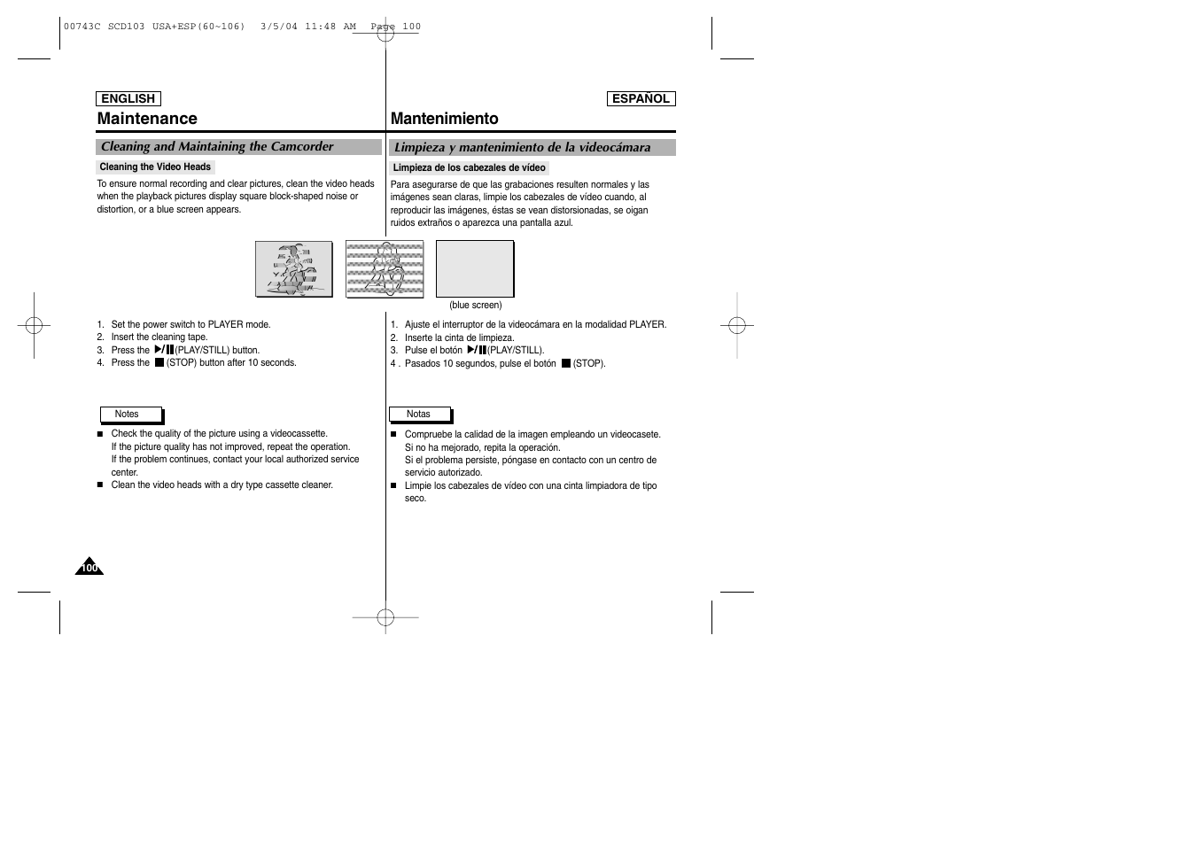 Mantenimiento maintenance | Samsung SC-D105-AFS User Manual | Page 100 / 107