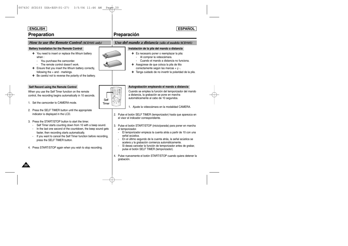 Preparación, Preparation | Samsung SC-D105-AFS User Manual | Page 20 / 107