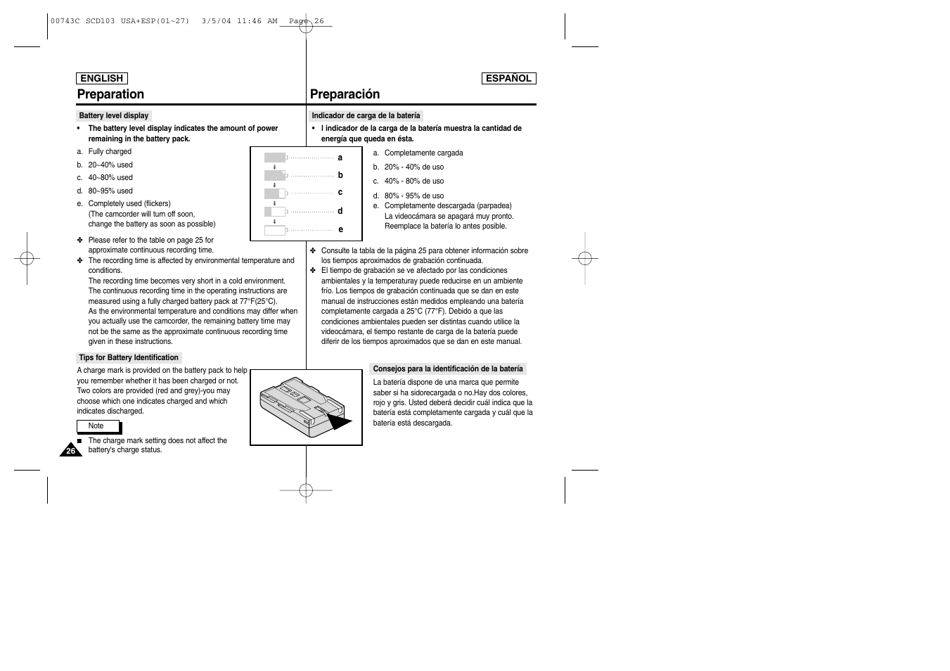 Preparación preparation | Samsung SC-D105-AFS User Manual | Page 26 / 107