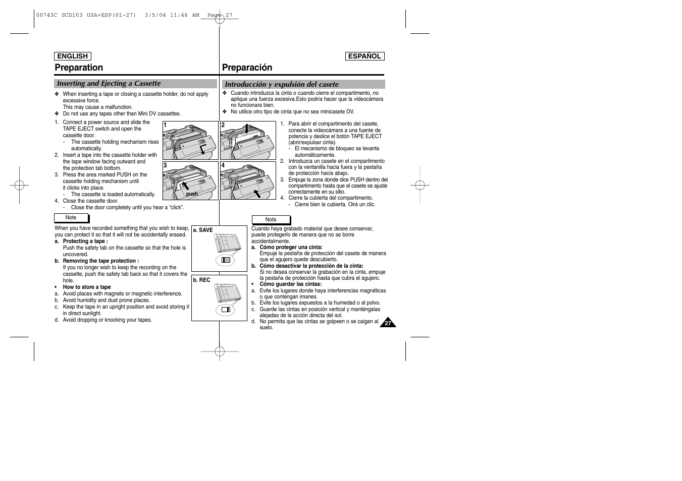 Preparación preparation | Samsung SC-D105-AFS User Manual | Page 27 / 107