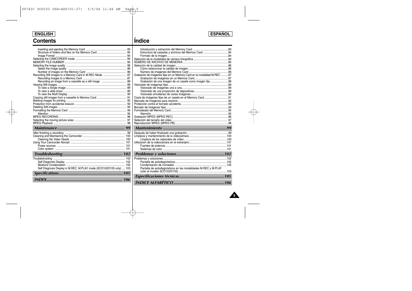 Samsung SC-D105-AFS User Manual | Page 5 / 107