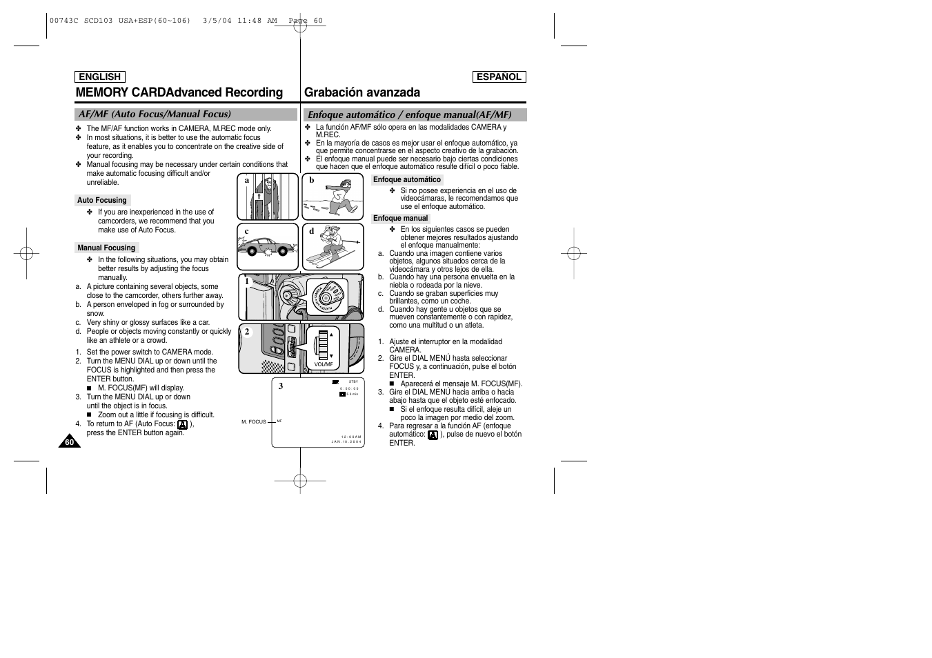 Grabación avanzada | Samsung SC-D105-AFS User Manual | Page 60 / 107