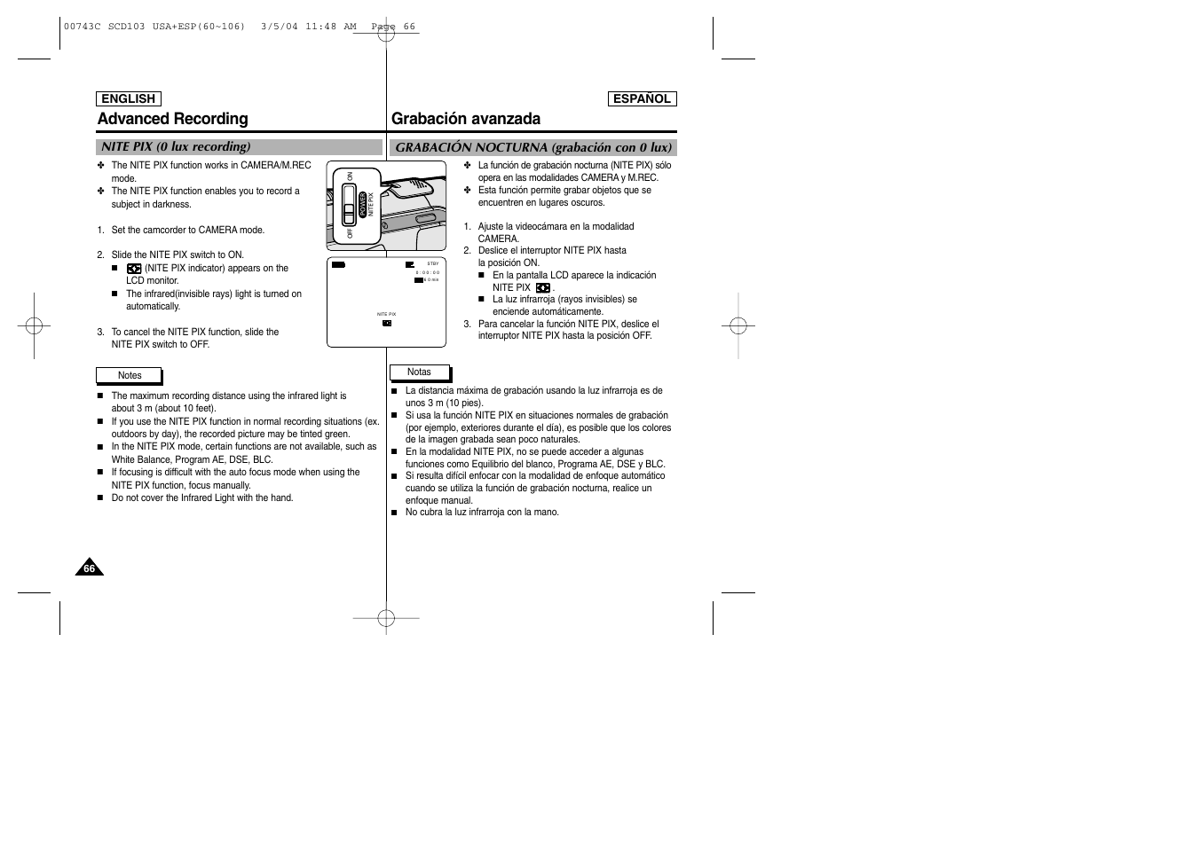 Grabación avanzada advanced recording | Samsung SC-D105-AFS User Manual | Page 66 / 107