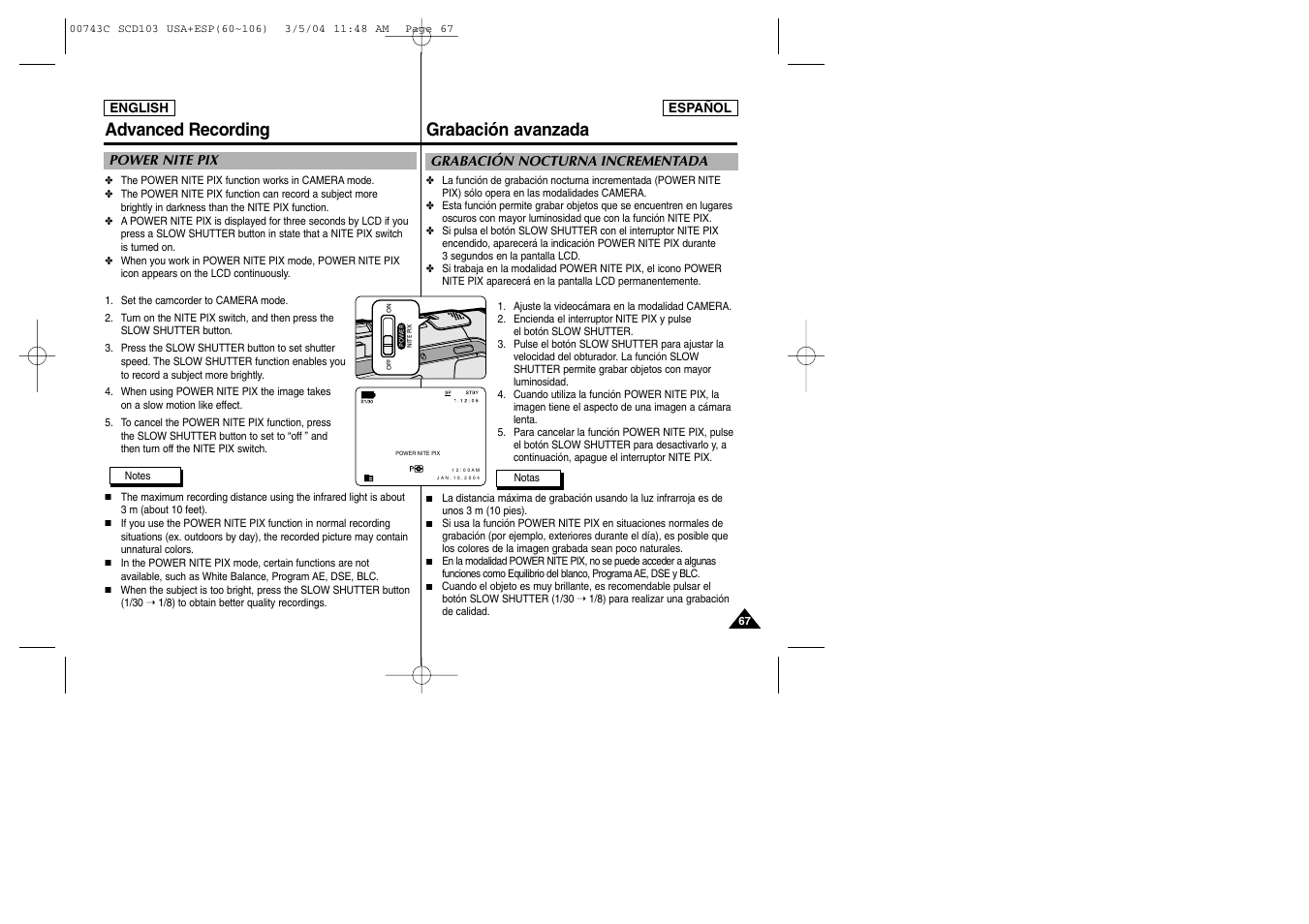 Grabación avanzada advanced recording | Samsung SC-D105-AFS User Manual | Page 67 / 107