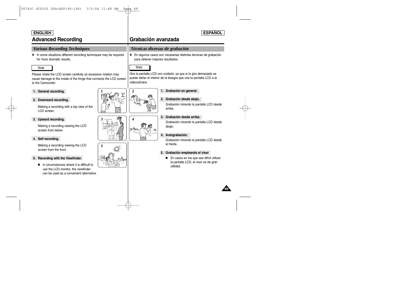 Grabación avanzada advanced recording | Samsung SC-D105-AFS User Manual | Page 69 / 107