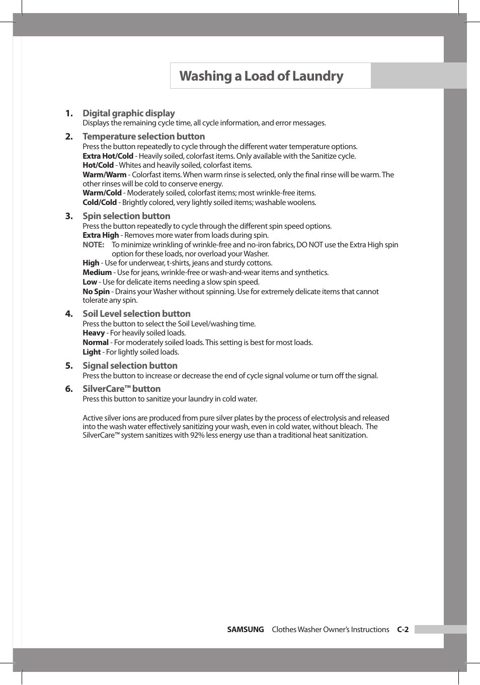 Washing a load of laundry | Samsung WF306LAW-XAA User Manual | Page 13 / 32
