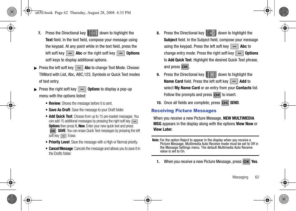 Receiving picture messages | Samsung SCH-U650PSAVZW User Manual | Page 65 / 156