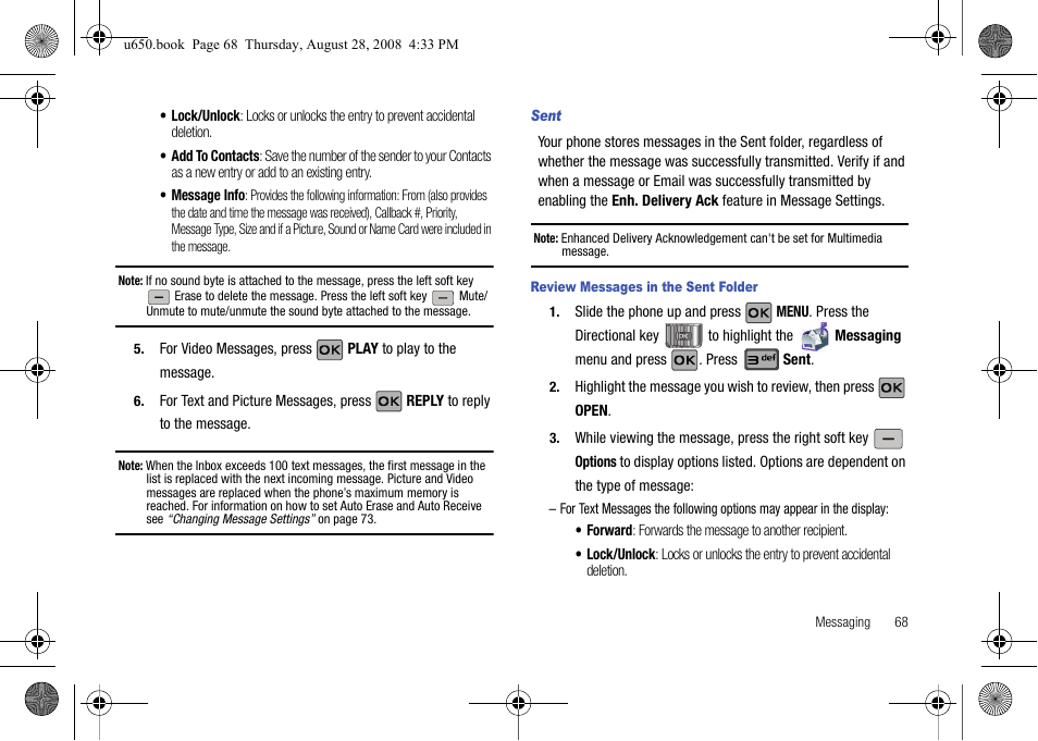 Sent | Samsung SCH-U650PSAVZW User Manual | Page 71 / 156