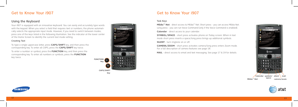 Get to know your i907, Using the keyboard | Samsung SGH-I907ZKAATT User Manual | Page 7 / 23