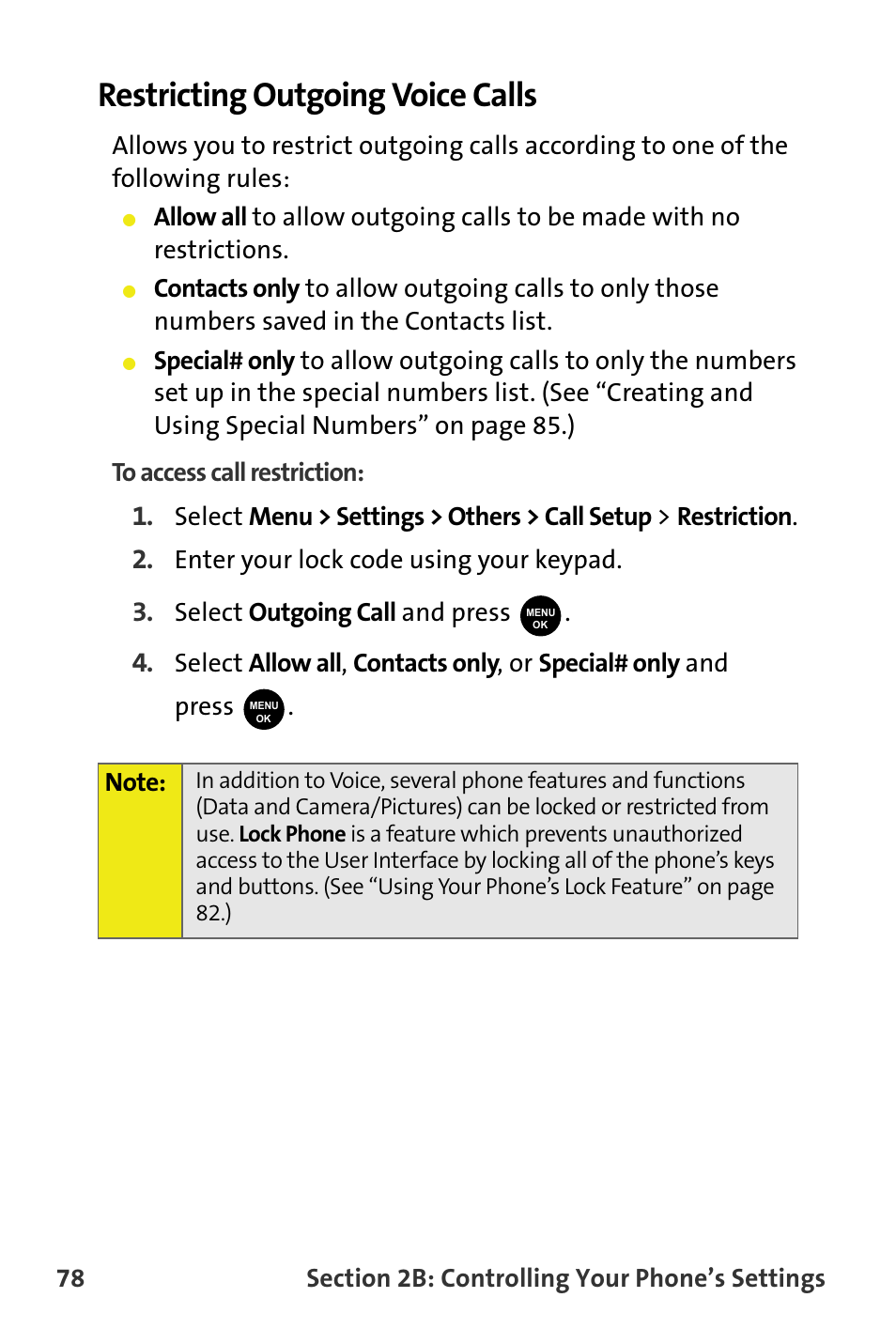 Restricting outgoing voice calls | Samsung SPH-M300ISASPR User Manual | Page 102 / 268
