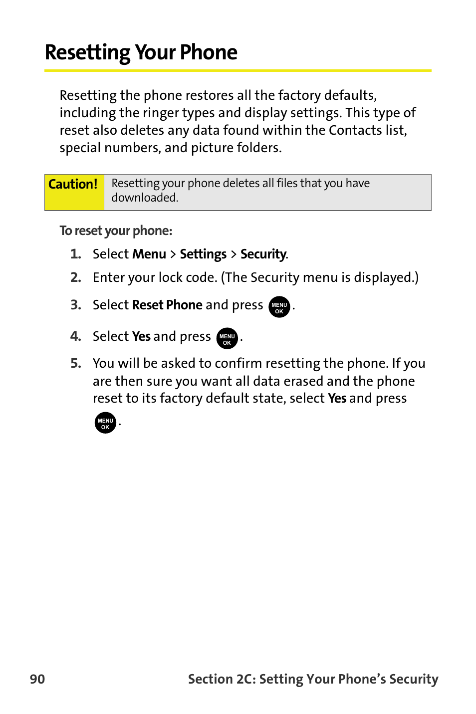 Resetting your phone | Samsung SPH-M300ISASPR User Manual | Page 114 / 268