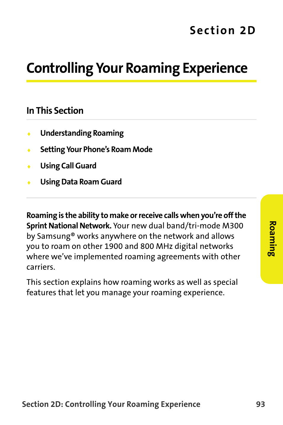 Controlling your roaming experience, 2d. controlling your roaming experience | Samsung SPH-M300ISASPR User Manual | Page 117 / 268