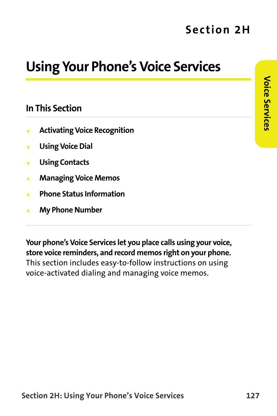 Using your phone’s voice services, 2h. using your phone’s voice services, Vo ice ser v ices | Samsung SPH-M300ISASPR User Manual | Page 151 / 268