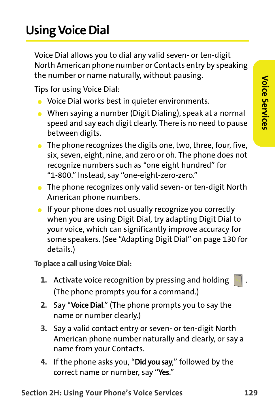 Using voice dial, Vo ice ser v ices | Samsung SPH-M300ISASPR User Manual | Page 153 / 268