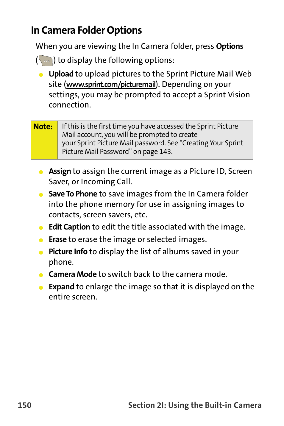 In camera folder options | Samsung SPH-M300ISASPR User Manual | Page 174 / 268
