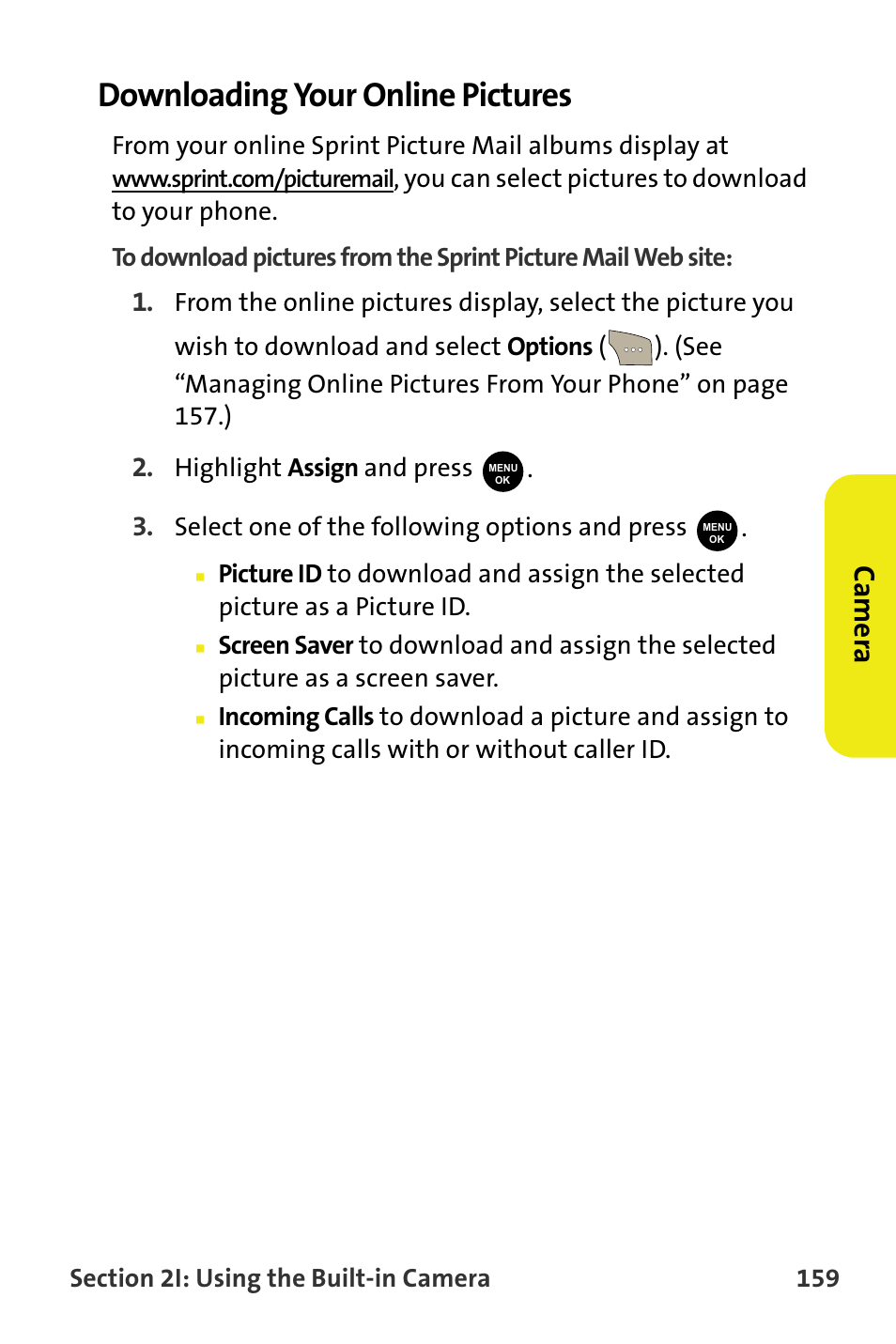 Downloading your online pictures, Ca m e ra | Samsung SPH-M300ISASPR User Manual | Page 183 / 268