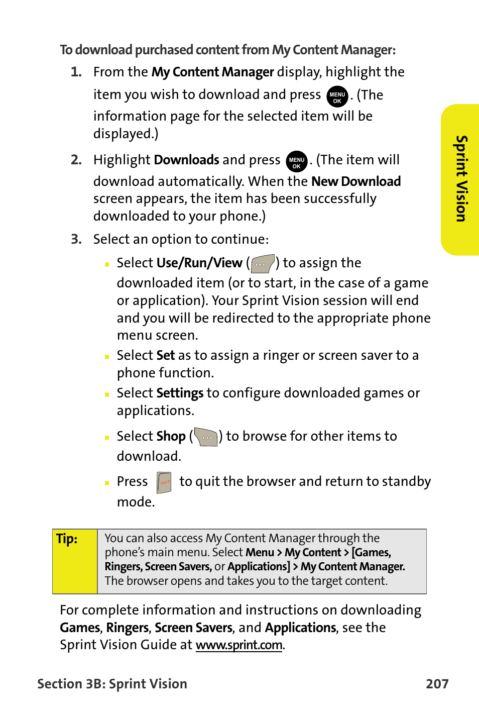 Sp rint vi sio n | Samsung SPH-M300ISASPR User Manual | Page 231 / 268