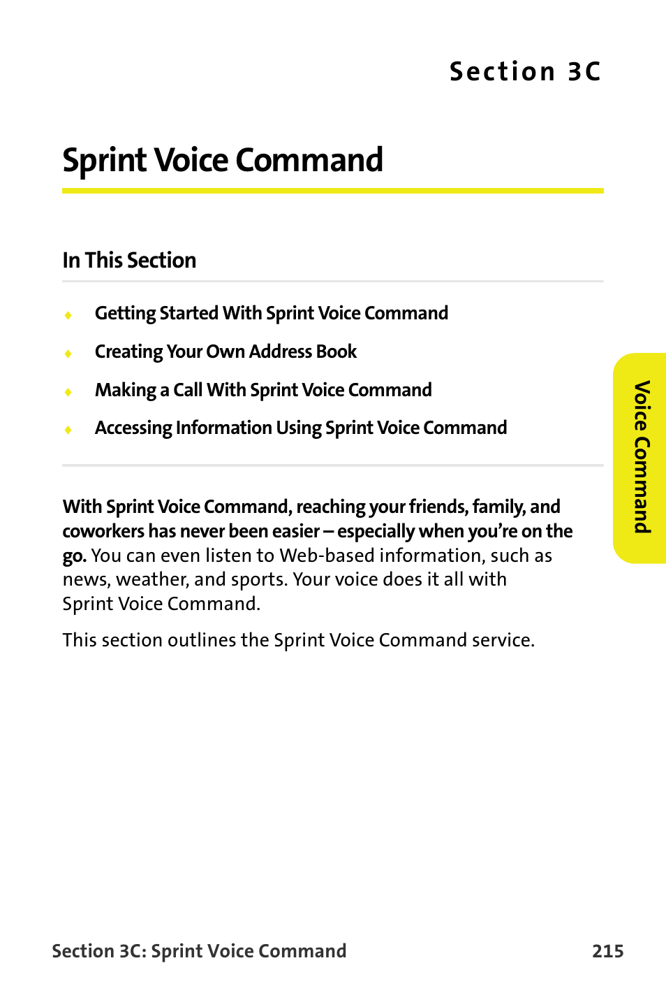 Sprint voice command, 3c. sprint voice command | Samsung SPH-M300ISASPR User Manual | Page 239 / 268