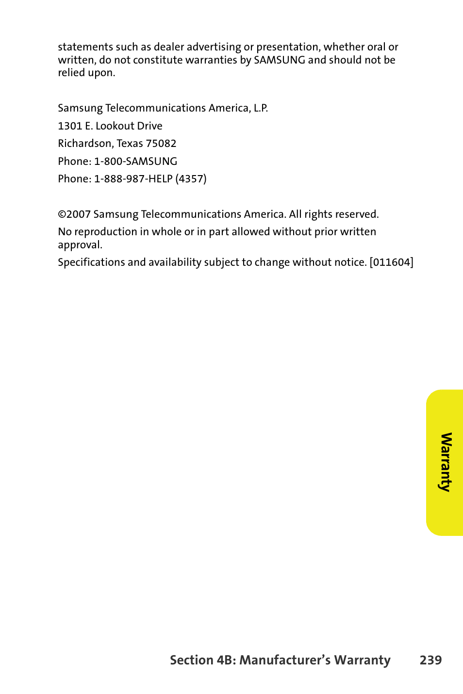 Wa rra n ty | Samsung SPH-M300ISASPR User Manual | Page 263 / 268