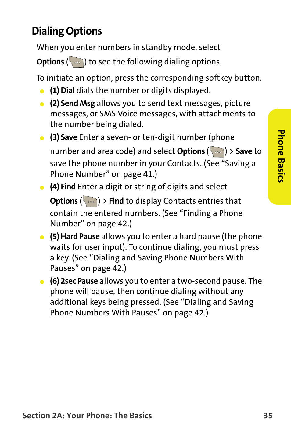 Dialing options, Phone basics | Samsung SPH-M300ISASPR User Manual | Page 59 / 268