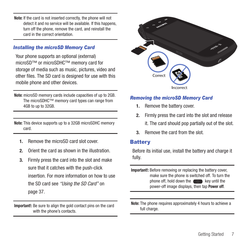 Battery | Samsung SGH-T499MAWTMB User Manual | Page 11 / 195