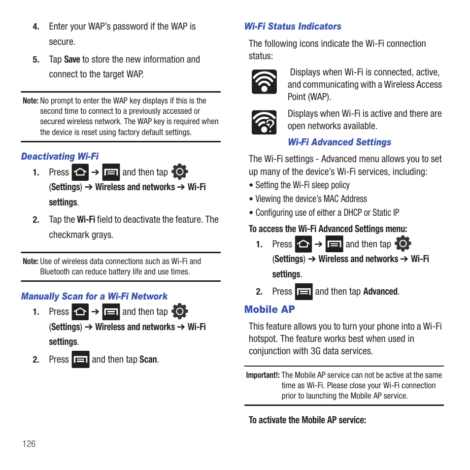 Mobile ap | Samsung SGH-T499MAWTMB User Manual | Page 130 / 195