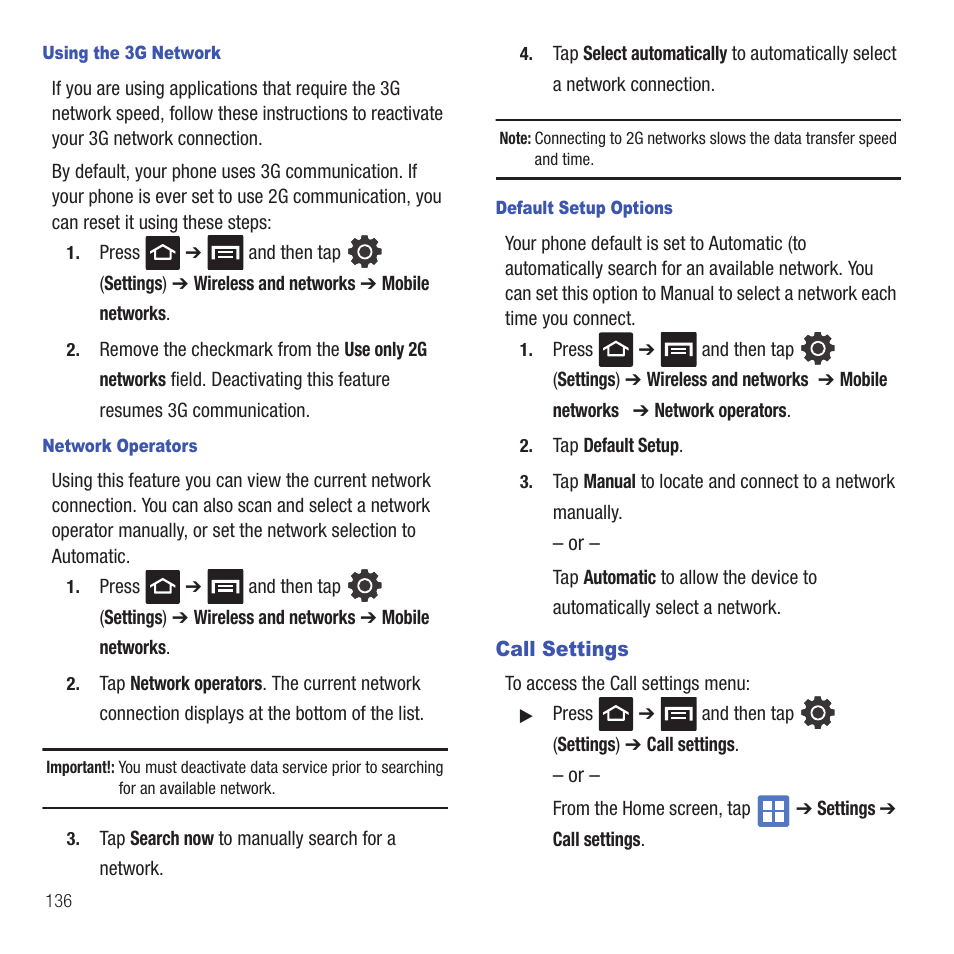 Call settings | Samsung SGH-T499MAWTMB User Manual | Page 140 / 195
