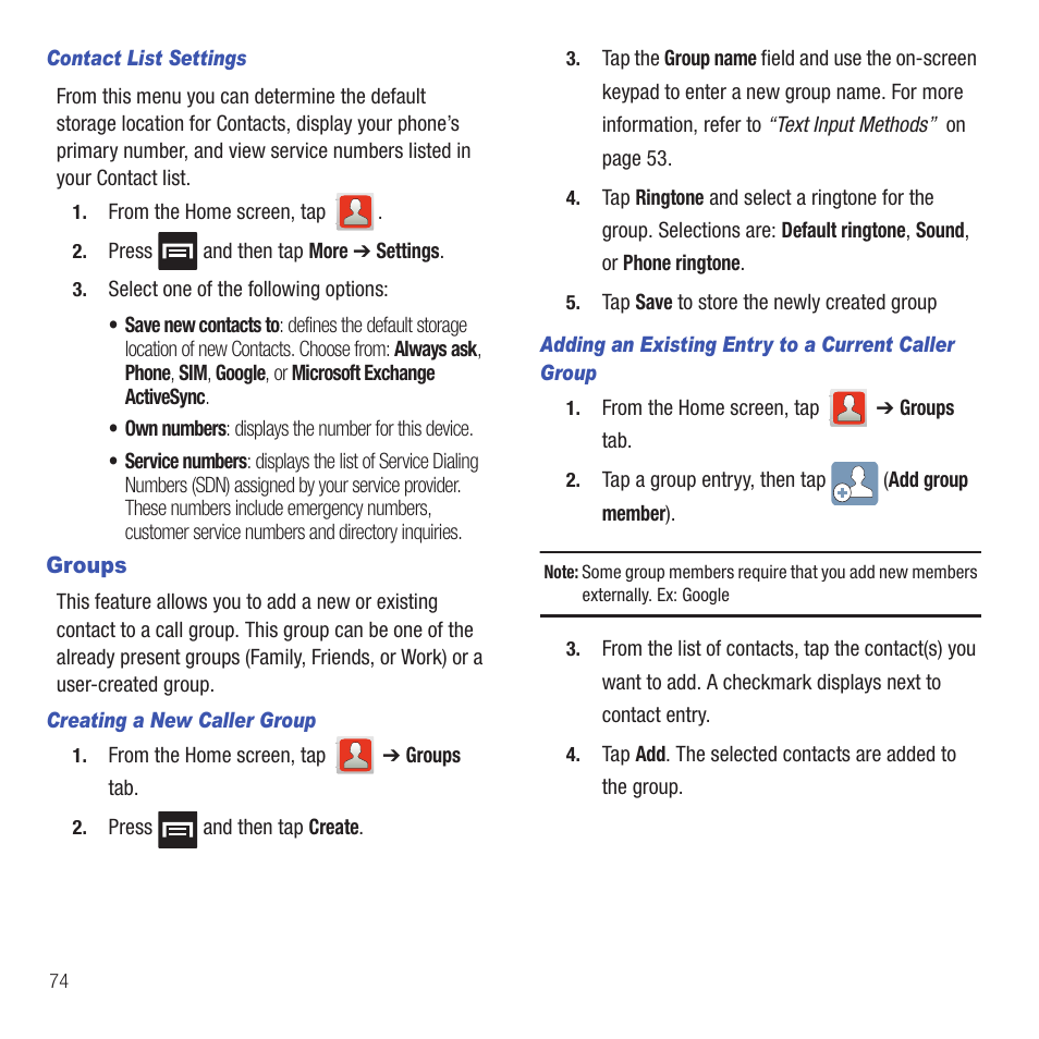 Groups | Samsung SGH-T499MAWTMB User Manual | Page 78 / 195