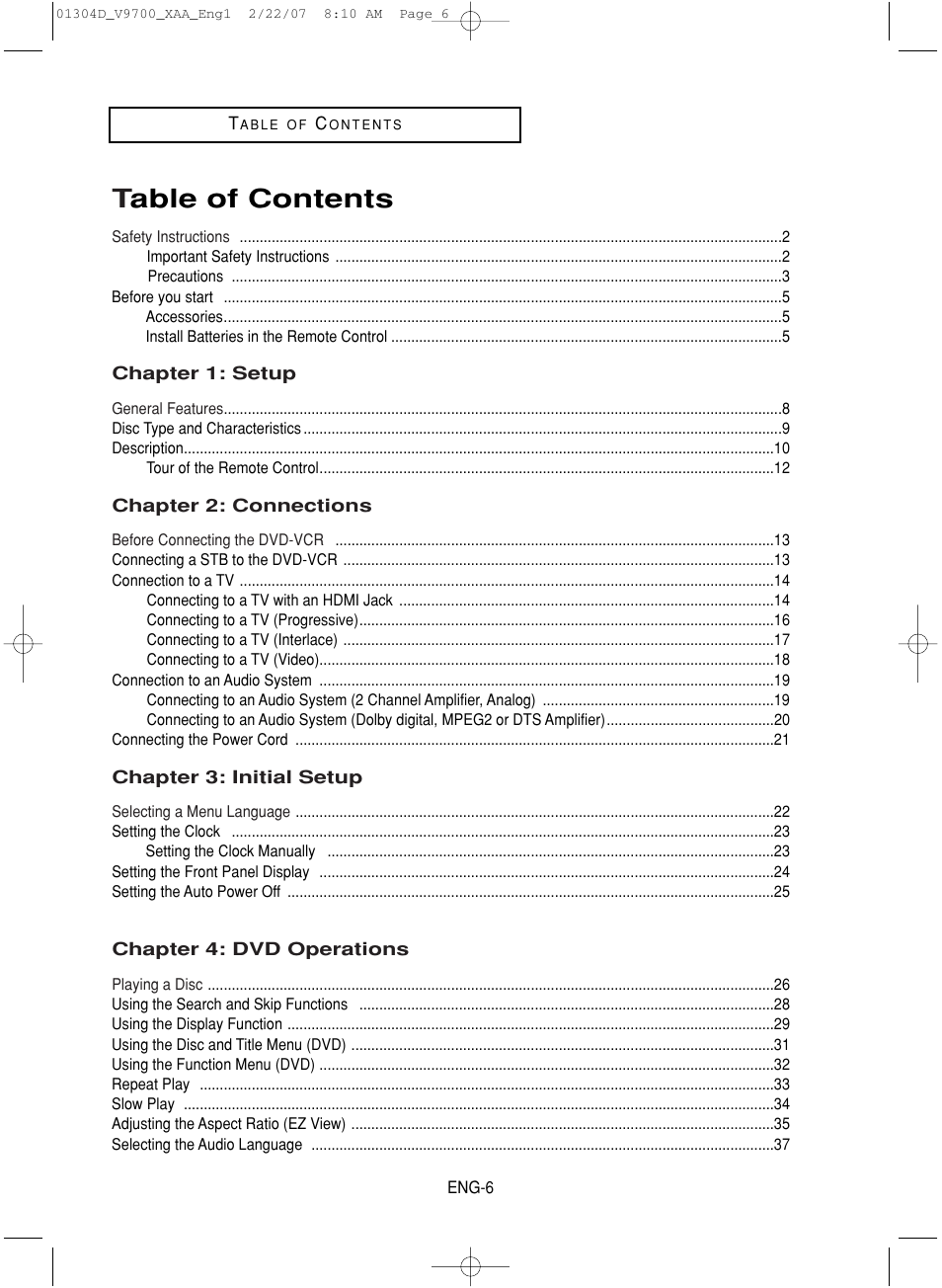 Samsung DVD-V9700-XAA User Manual | Page 6 / 88