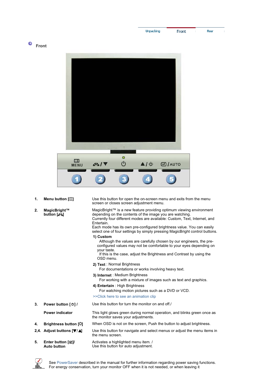 Front | Samsung LS19GSESS-XBM User Manual | Page 10 / 60
