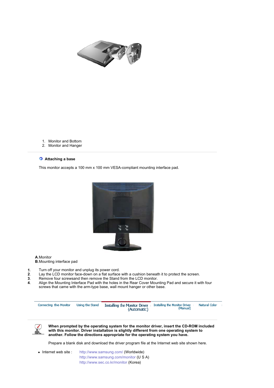Installing the monitor driver(automatic) | Samsung LS19GSESS-XBM User Manual | Page 13 / 60