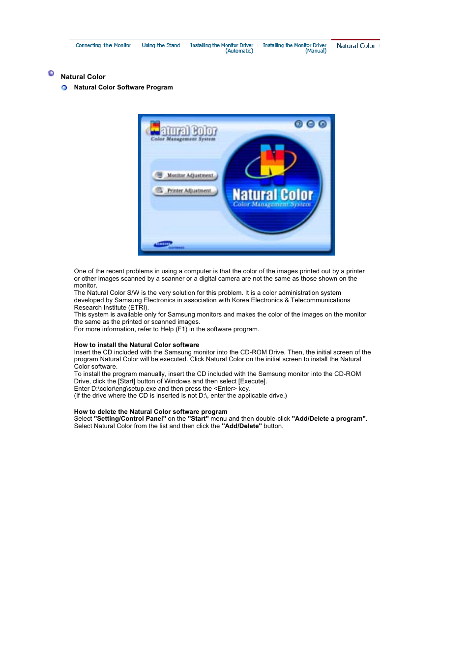 Natural color | Samsung LS19GSESS-XBM User Manual | Page 18 / 60