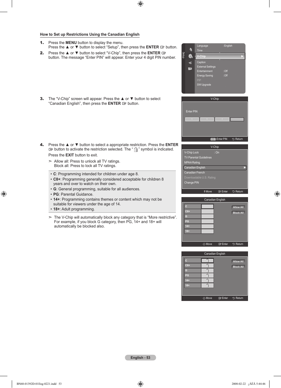 Samsung LN40A530P1FXZA User Manual | Page 55 / 161