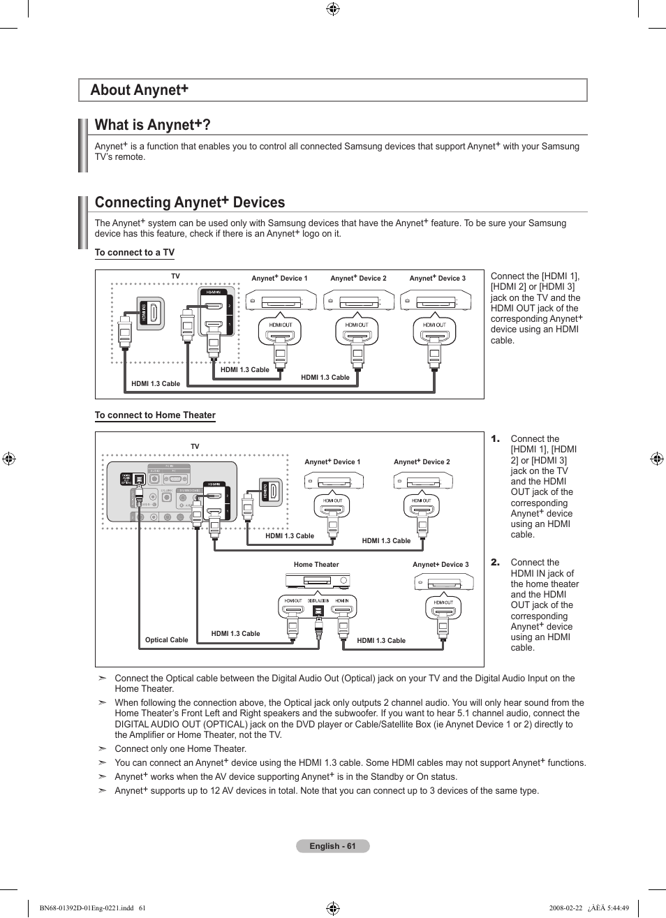 About anynet, What is anynet, Connecting anynet+ devices | About anynet+ connecting anynet+ devices | Samsung LN40A530P1FXZA User Manual | Page 63 / 161