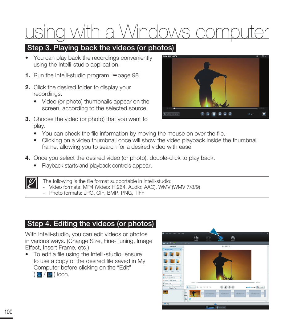 Using with a windows computer | Samsung SMX-F40RN-XAA User Manual | Page 112 / 131