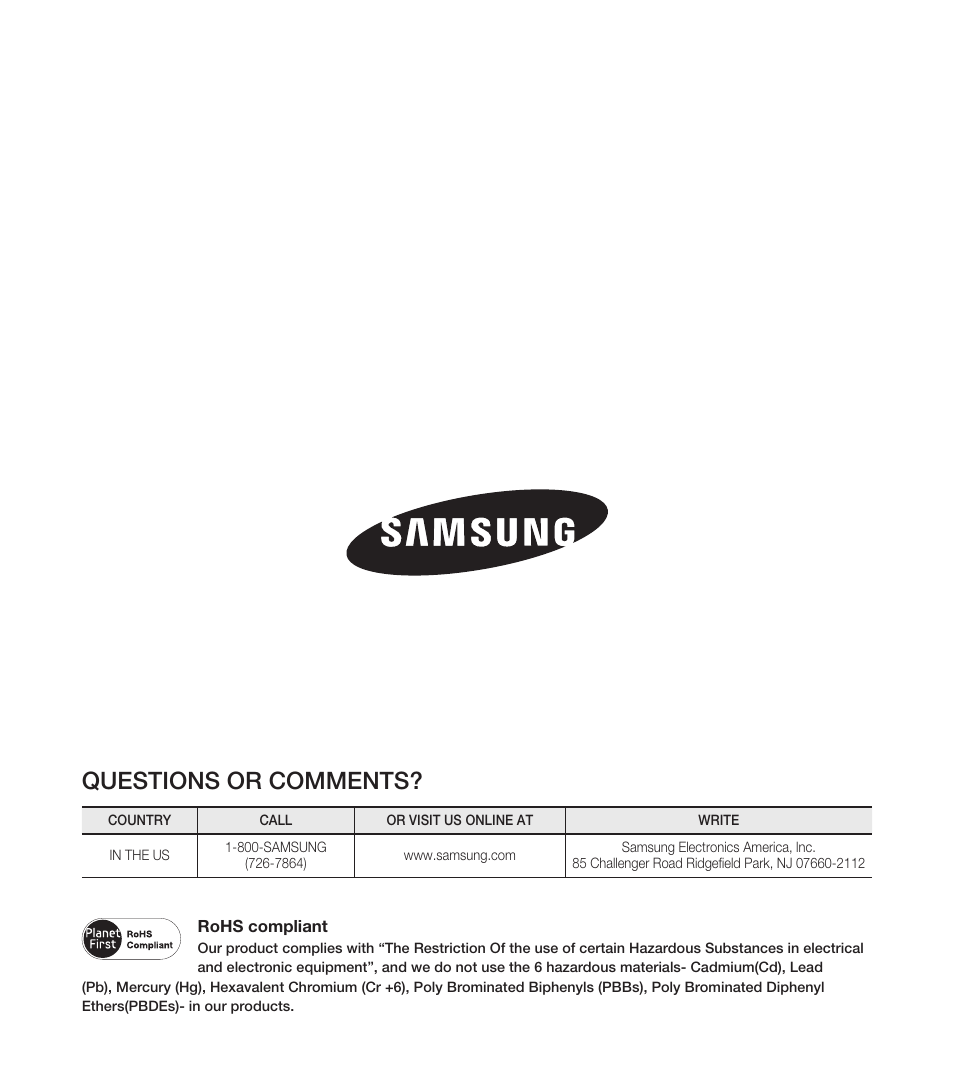 Questions or comments | Samsung SMX-F40RN-XAA User Manual | Page 131 / 131