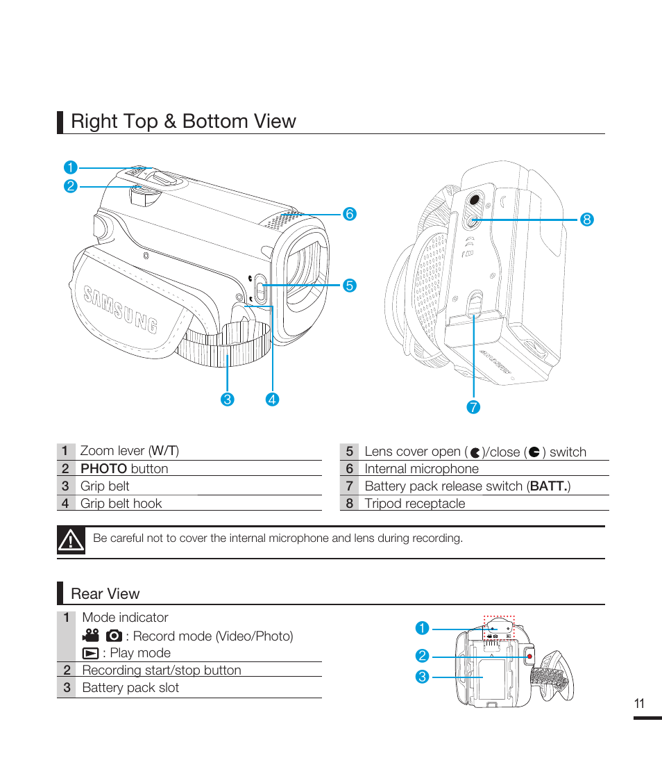 Right top & bottom view | Samsung SMX-F40RN-XAA User Manual | Page 23 / 131