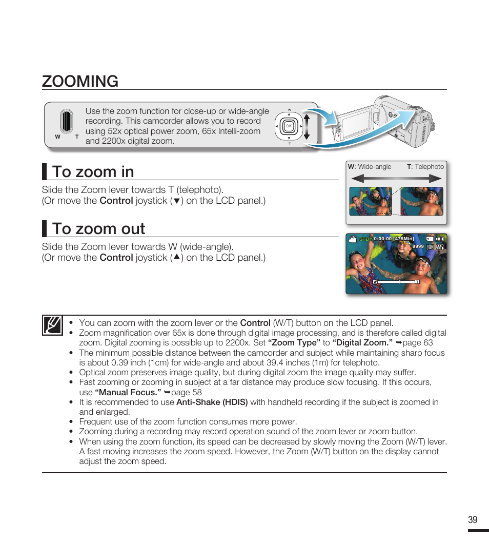 Zooming | Samsung SMX-F40RN-XAA User Manual | Page 51 / 131