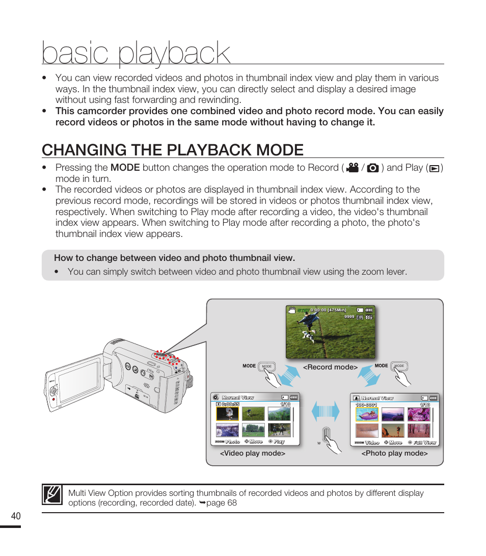 Basic playback, Changing the playback mode | Samsung SMX-F40RN-XAA User Manual | Page 52 / 131