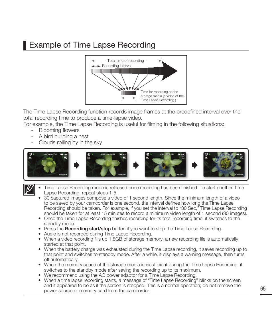 Example of time lapse recording | Samsung SMX-F40RN-XAA User Manual | Page 77 / 131