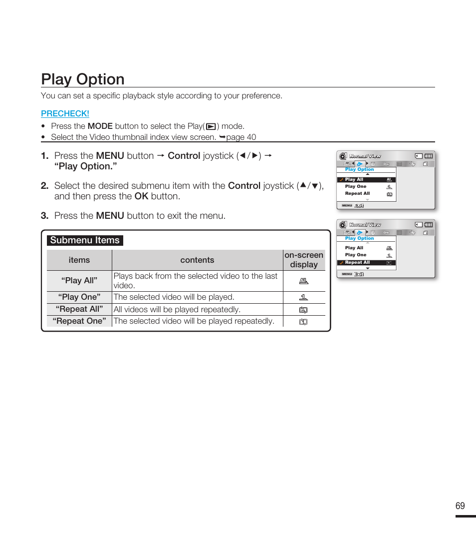 Play option | Samsung SMX-F40RN-XAA User Manual | Page 81 / 131