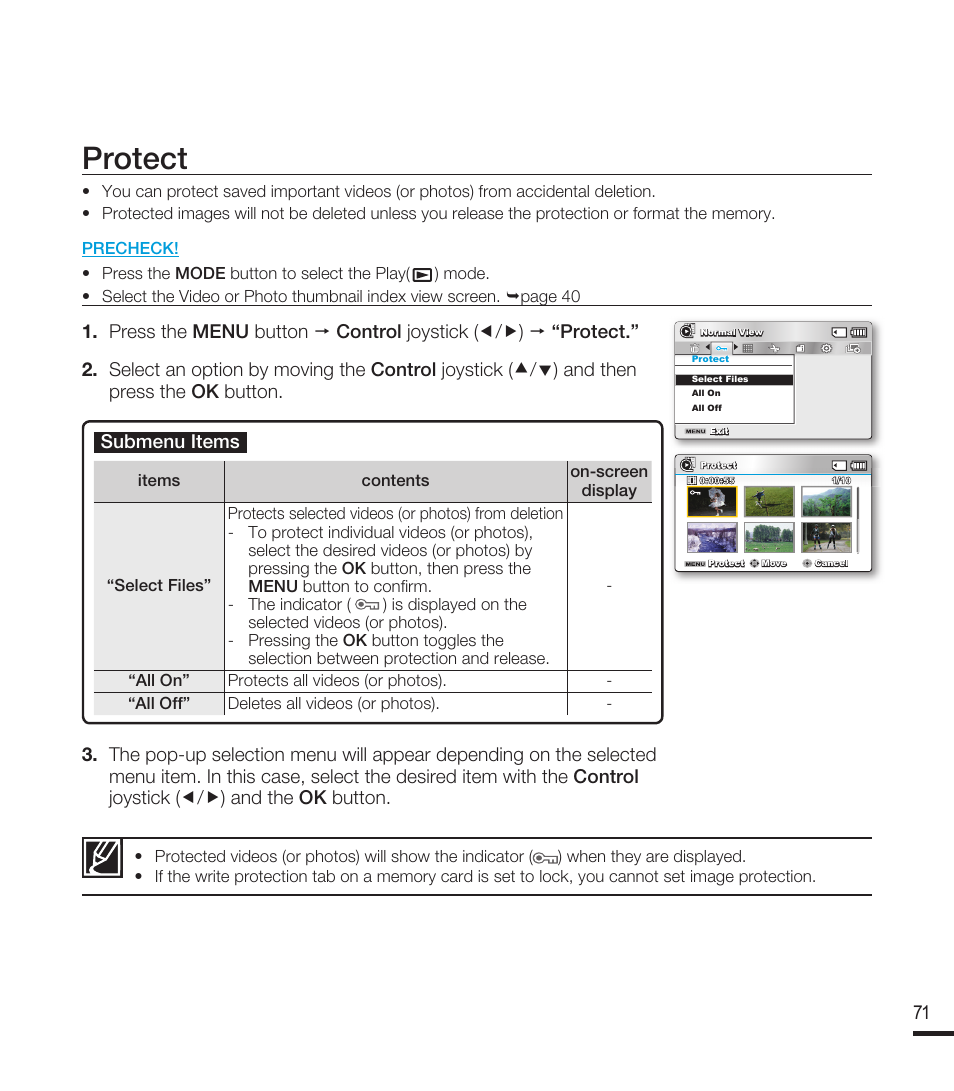 Protect | Samsung SMX-F40RN-XAA User Manual | Page 83 / 131