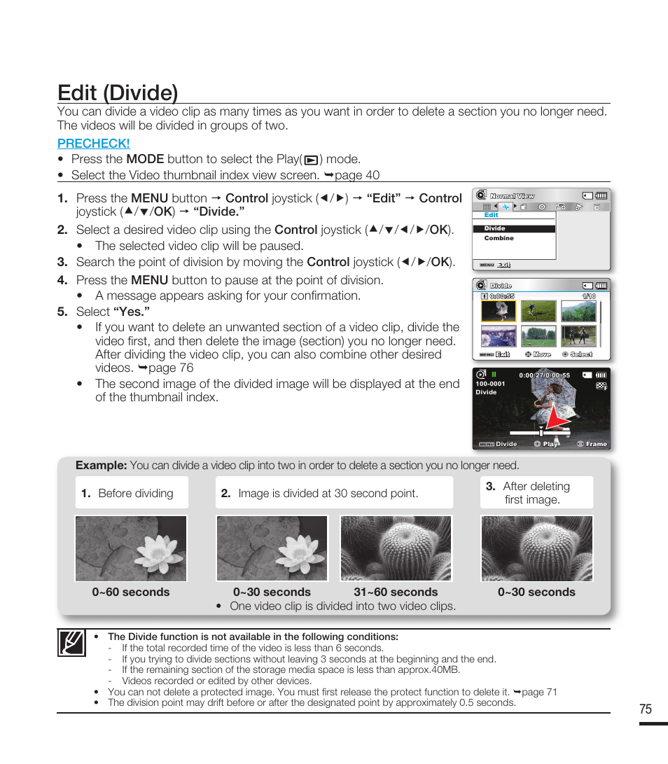 Edit (divide) | Samsung SMX-F40RN-XAA User Manual | Page 87 / 131