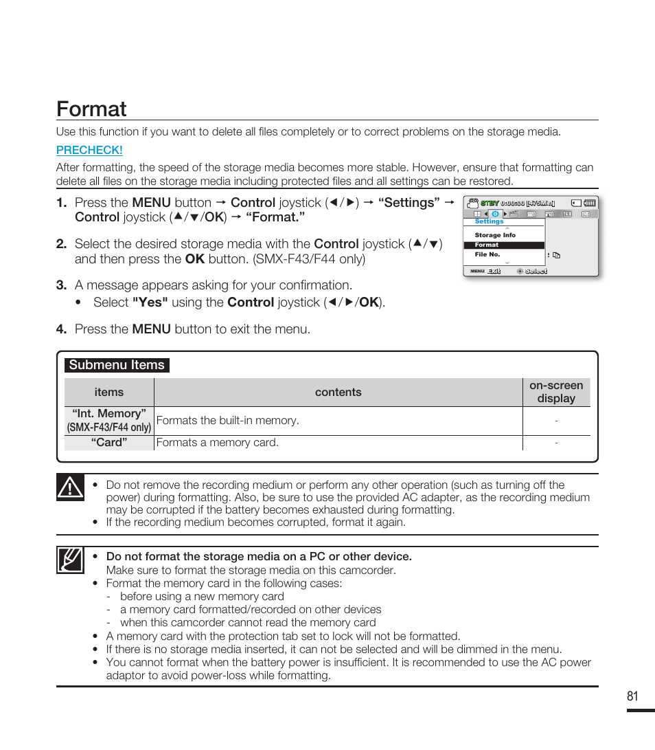 Format | Samsung SMX-F40RN-XAA User Manual | Page 93 / 131