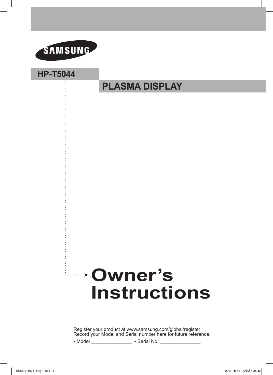 Samsung HPT5044X-XAA User Manual | 72 pages