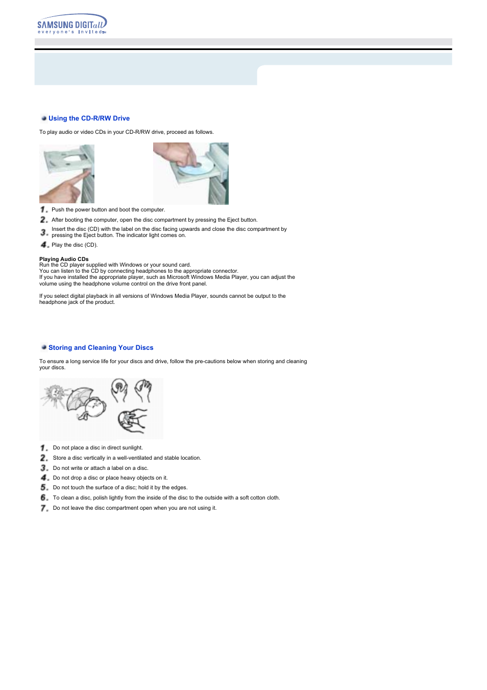 Using the drive | Samsung SW-252BENB User Manual | Page 12 / 18