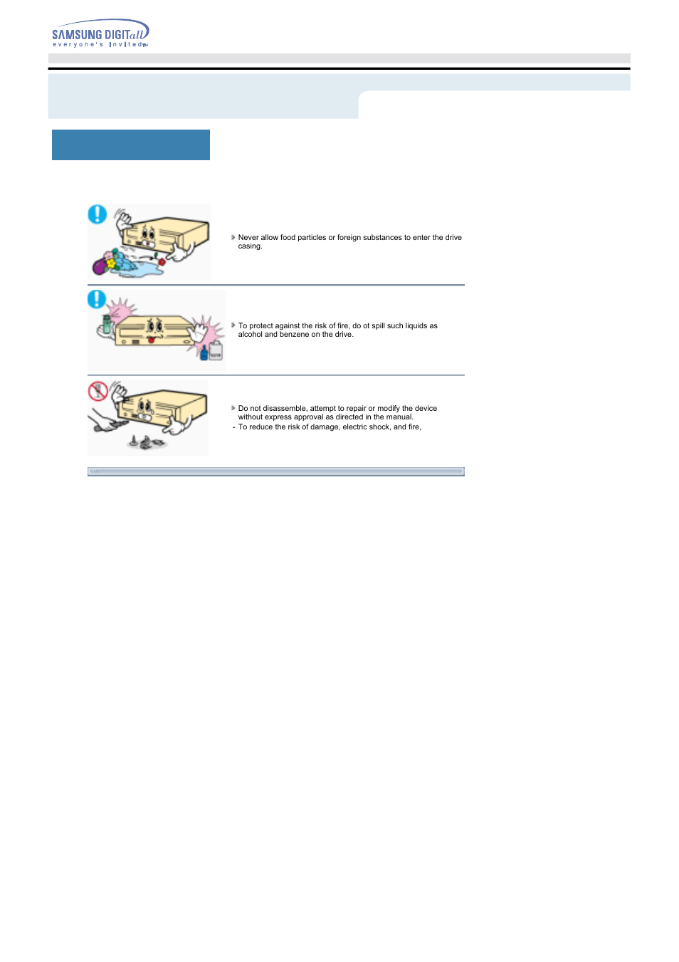 Safety precautions, Other | Samsung SW-252BENB User Manual | Page 5 / 18