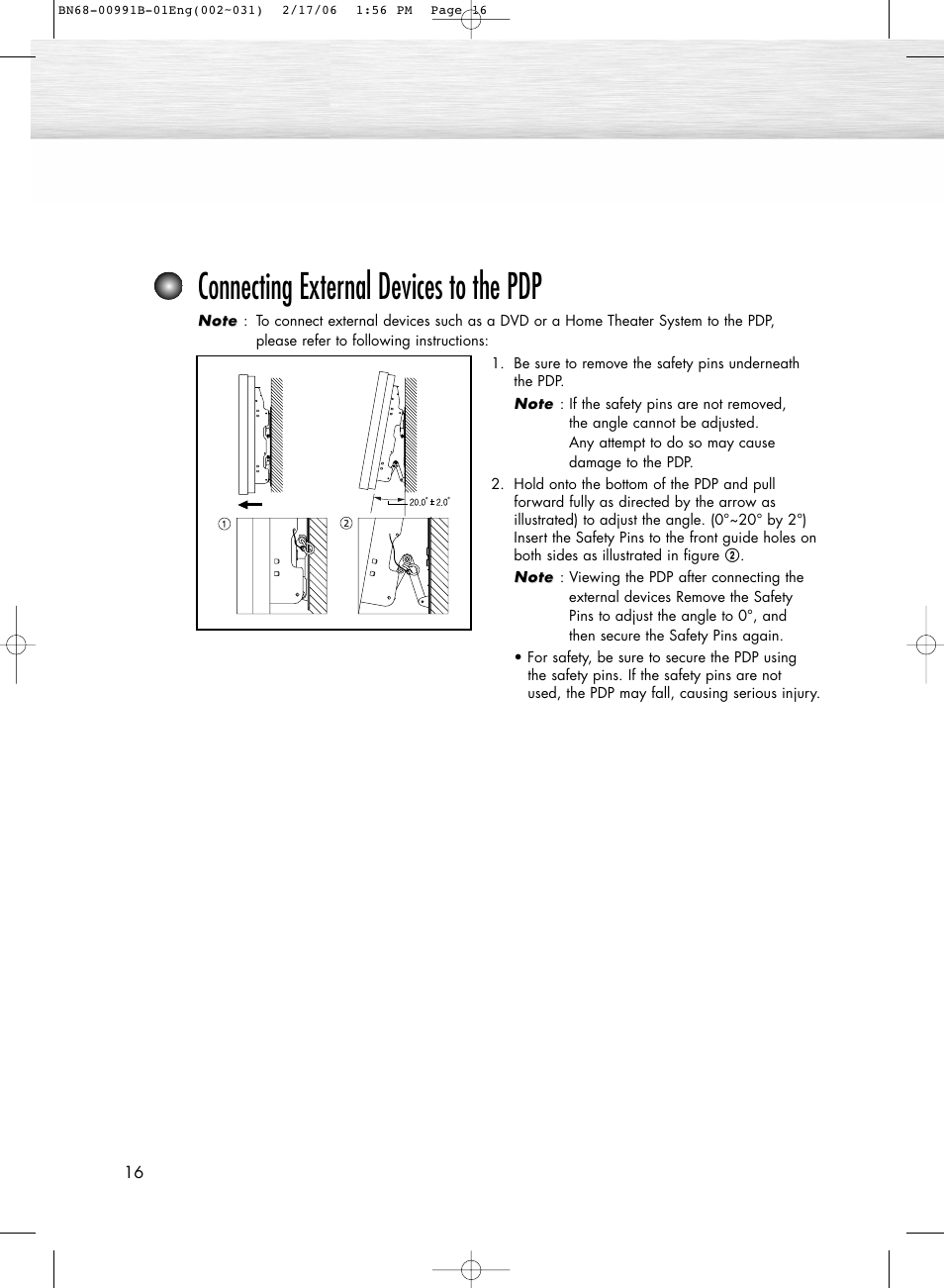 Connecting external devices to the pdp | Samsung HPS4253X-XAC User Manual | Page 16 / 144